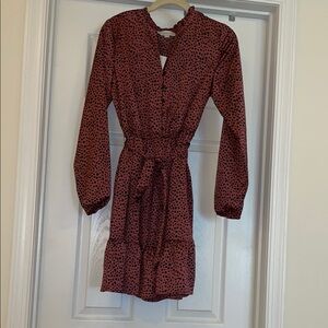 LOFT Red Bishop Sleeve Sundress for Work